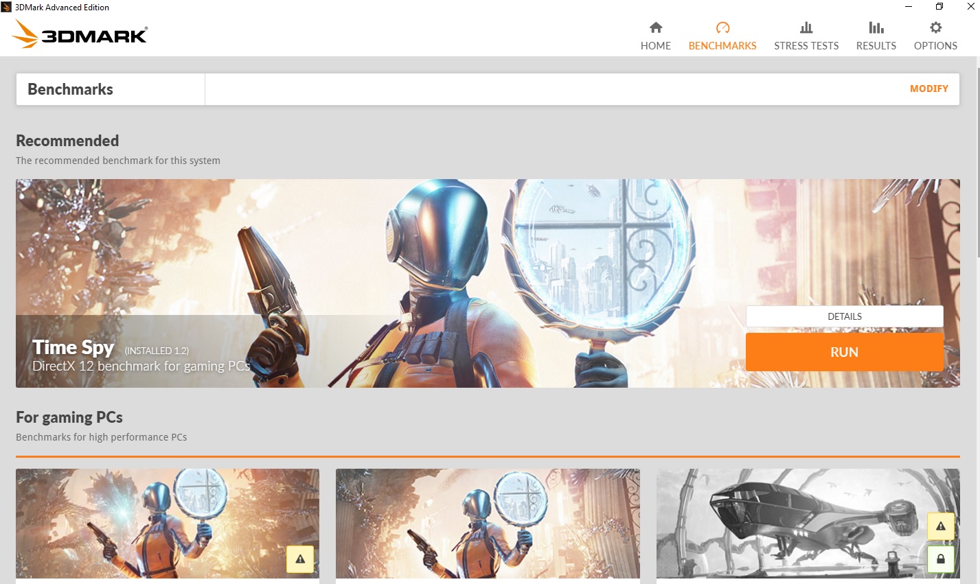 Teste 3DMark de benchmark no PC