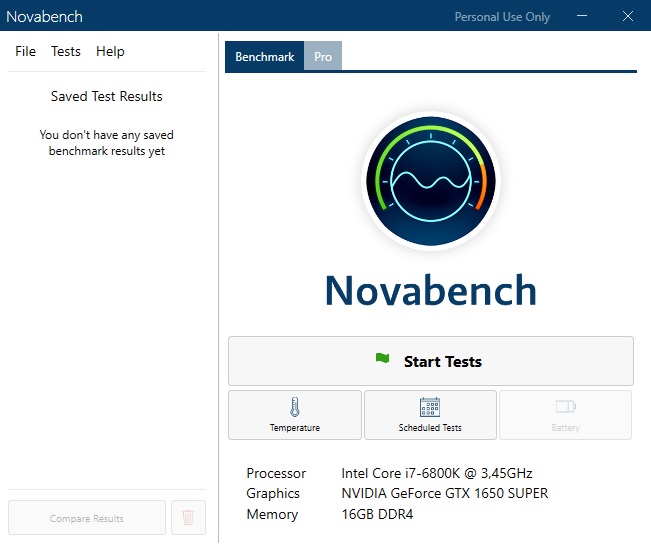 Teste Novabench Sandra de benchmark no PC
