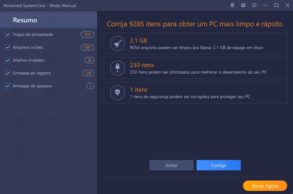 Advanced systemCare para aumentar os FPS em jogos