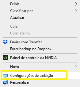 Configurações de exibição