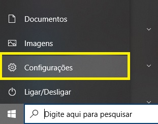 configurações do windows