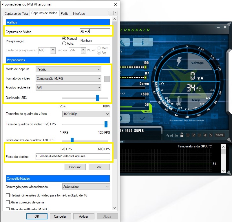 MSI Afterburner - Captura de vídeo