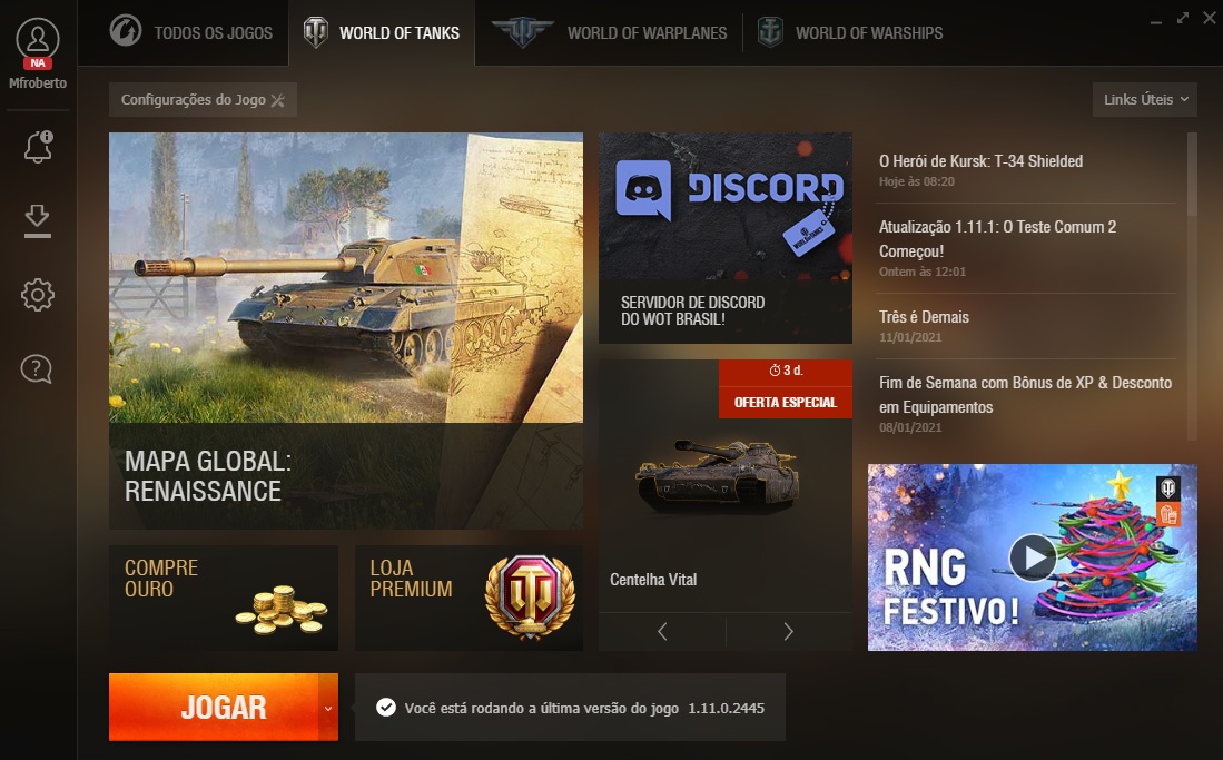 Menu World of tanks