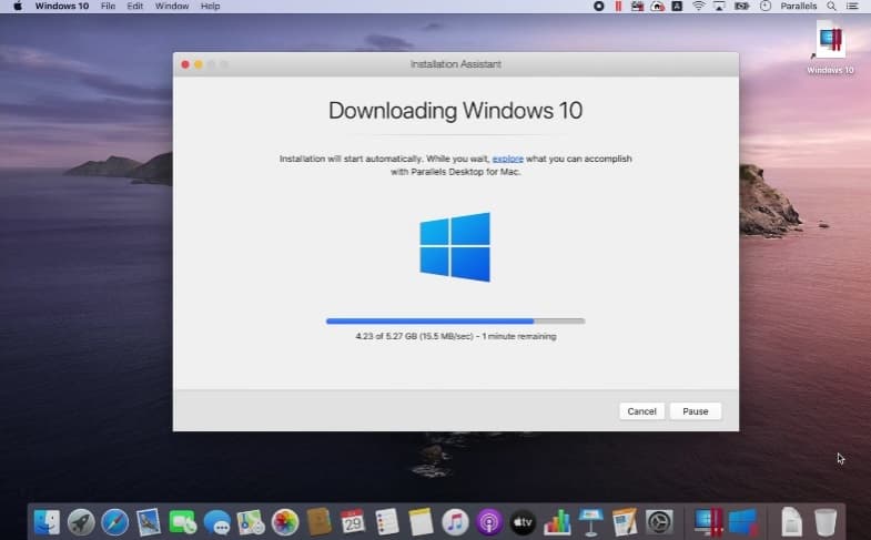 Parallels executando o Windows no Mac