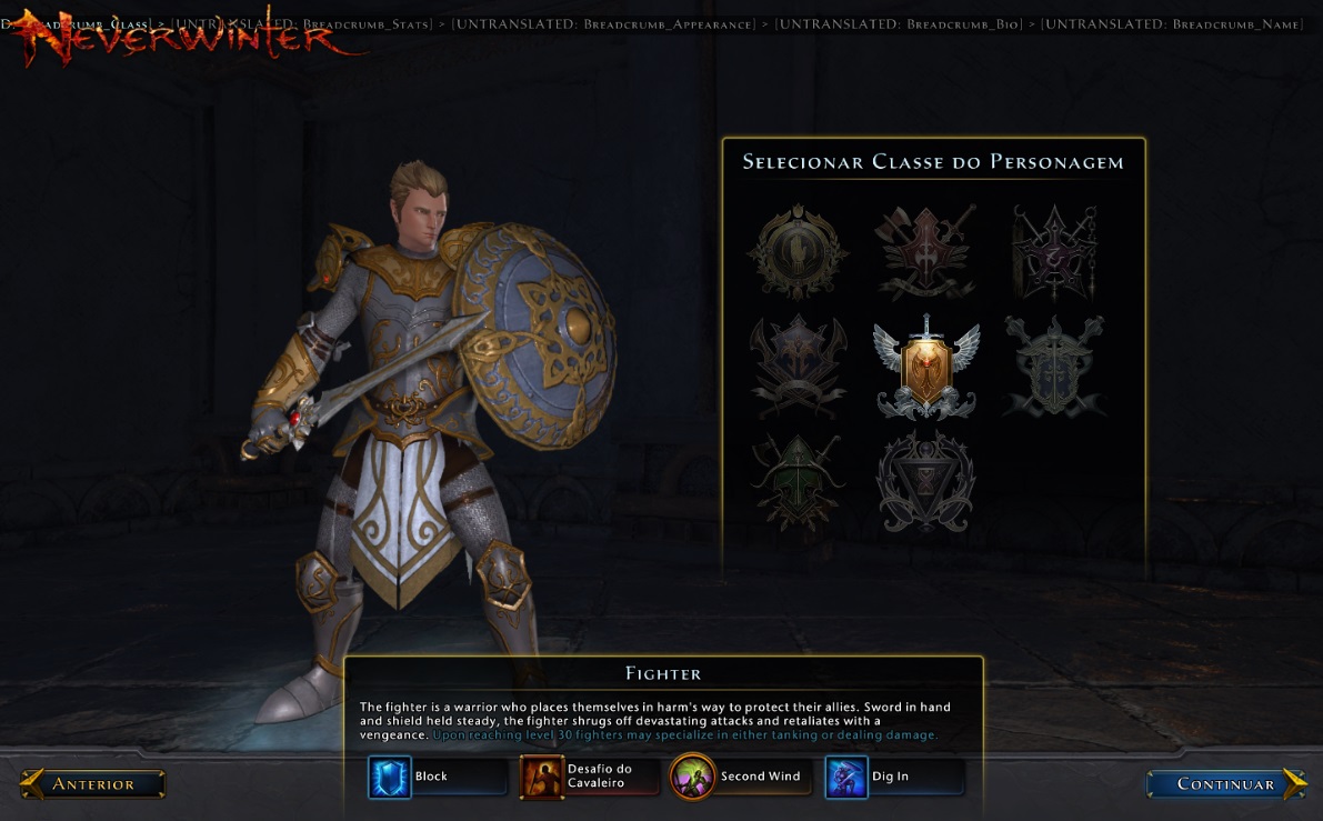 Seleção de classes em Neverwinter