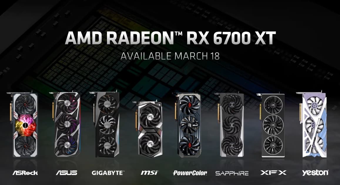 Modelos da RX 6700 XT dos parceiros